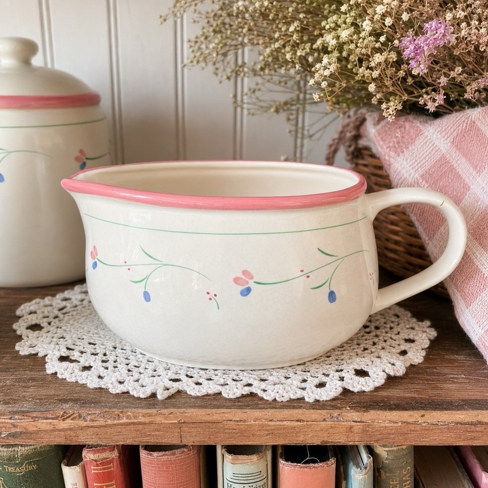 VTG Ranmaru Nordic Wind Gravy Boat Cottagecore Pink Floral Made Japan Repaired